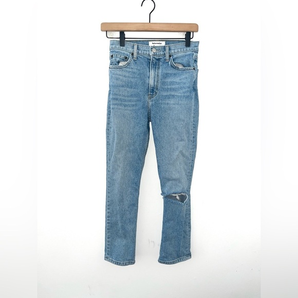 REFORMATION Liza High Rise Straight Leg Cropped Blue Jeans Size 25 - Picture 1 of 12